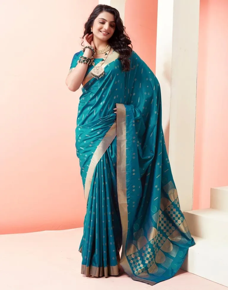 Peacock Blue Silk Woven Sarees