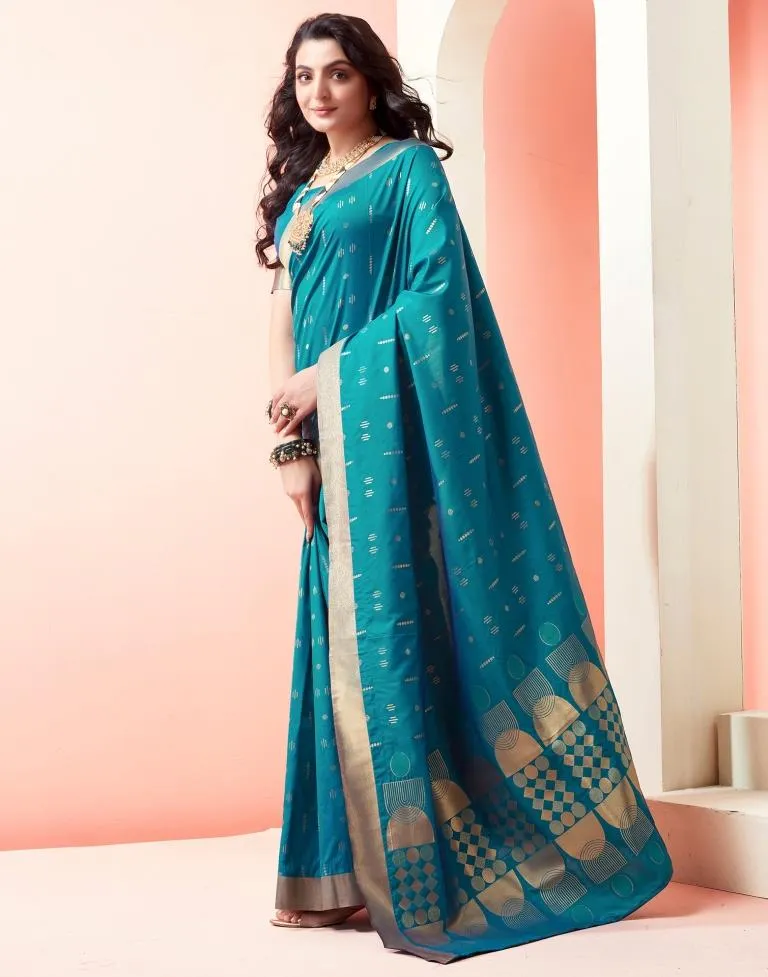 Peacock Blue Silk Woven Sarees