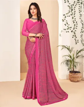 Pink Georgette Printed Sarees