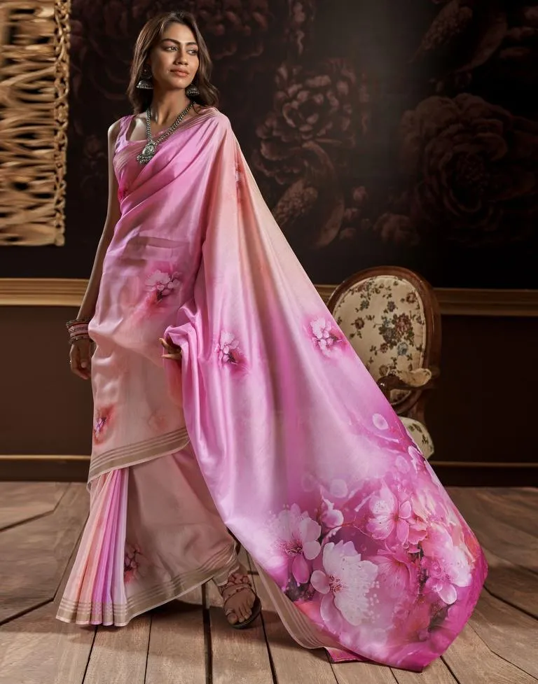 Pink Silk Printed Sarees