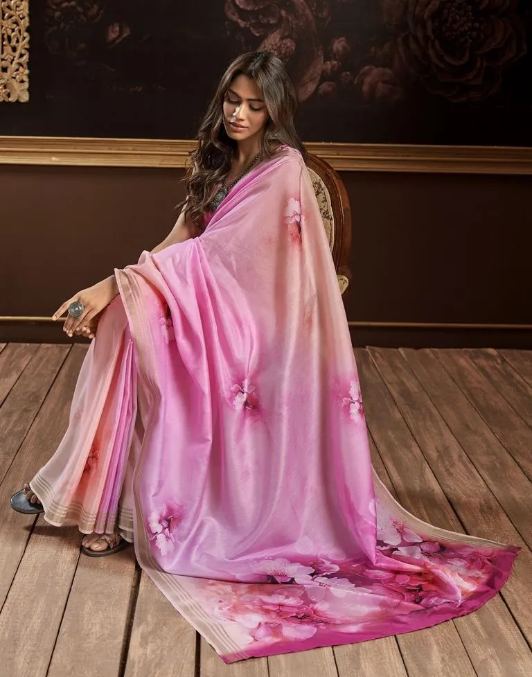 Pink Silk Printed Sarees