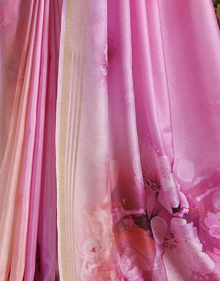 Pink Silk Printed Sarees