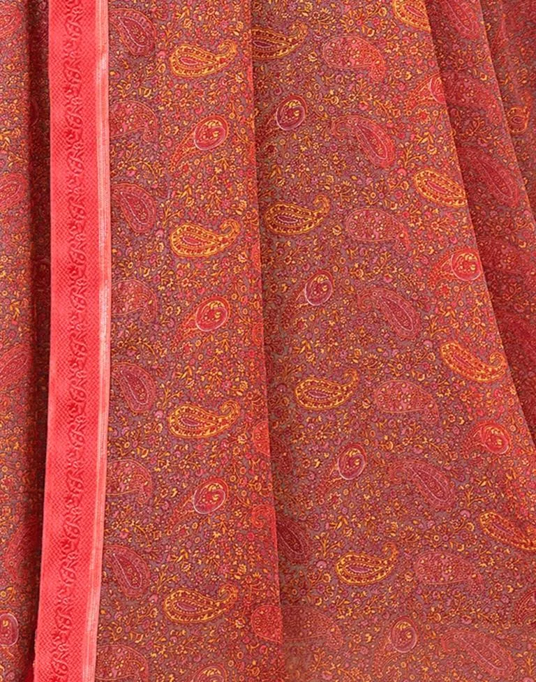 Punch Pink Georgette Printed Sarees