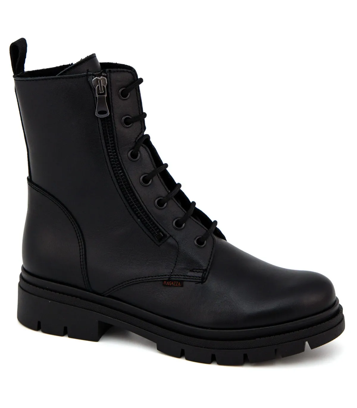 Ragazza Chunky Leather Boots - Black 0424