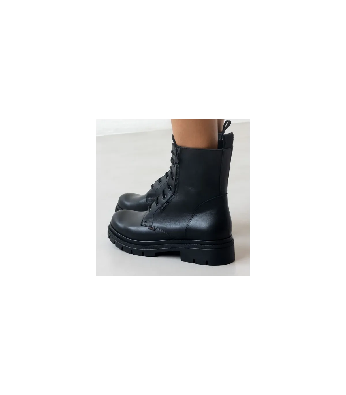 Ragazza Chunky Leather Boots - Black 0424