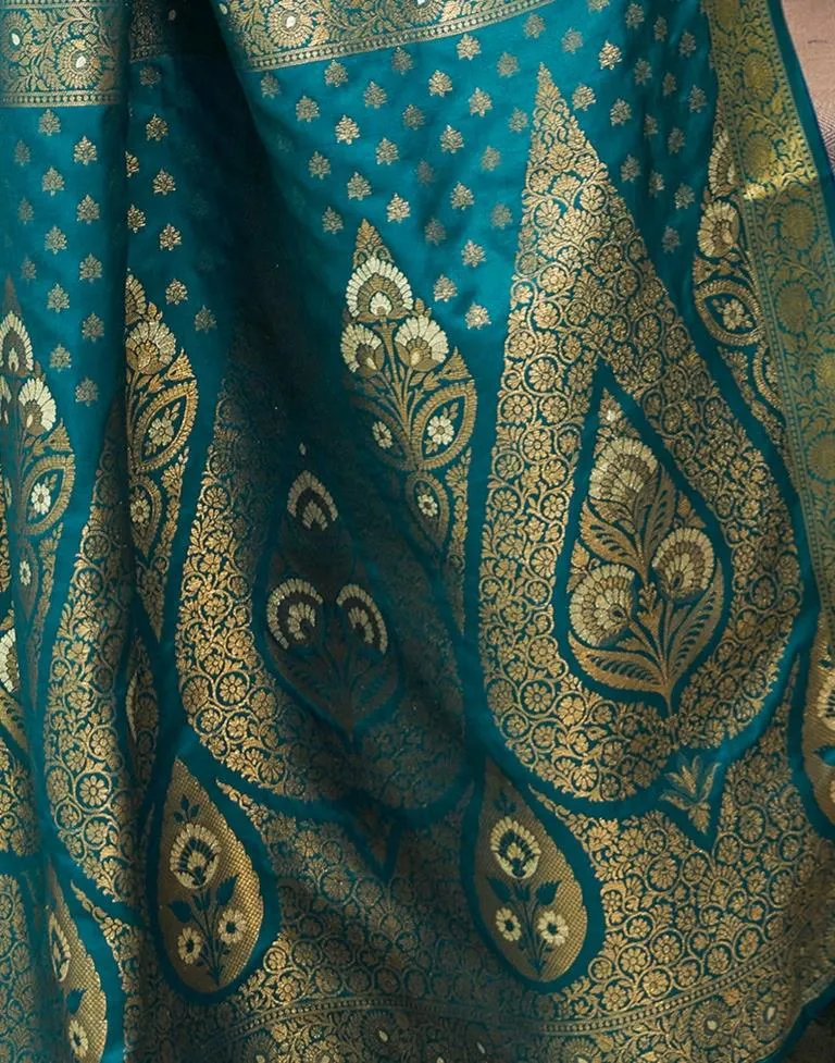 Rama Green (Teal) Silk Woven Sarees