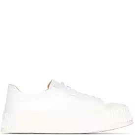 Ribbed Sole Lamb Trainer, White