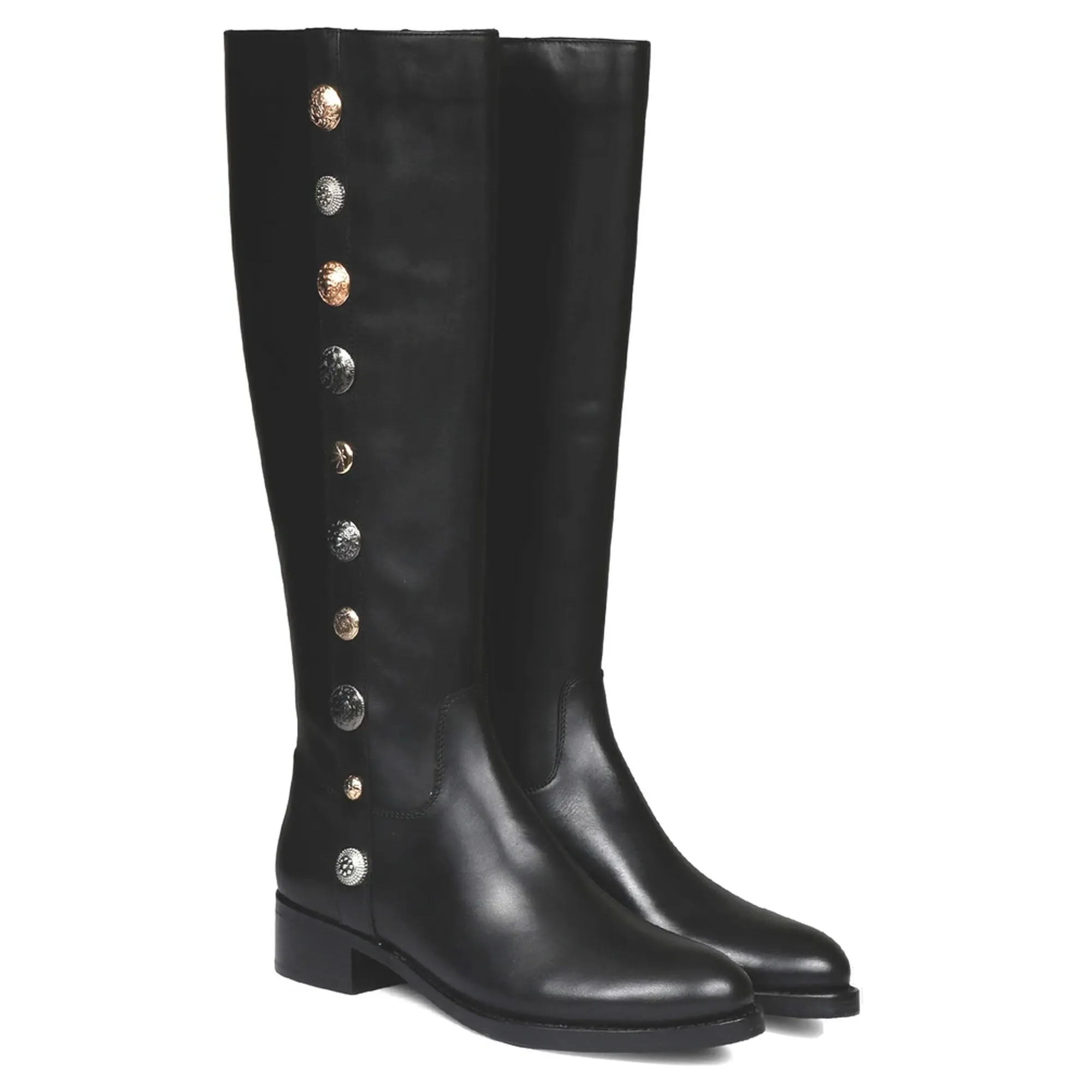 Saint Adriano Black Leather Knee High Boots