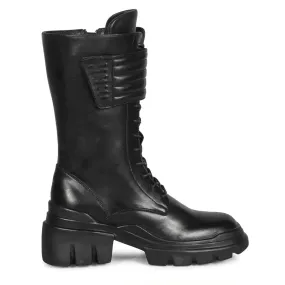 Saint Audrey Black Leather High Tongue Lace-up Boots