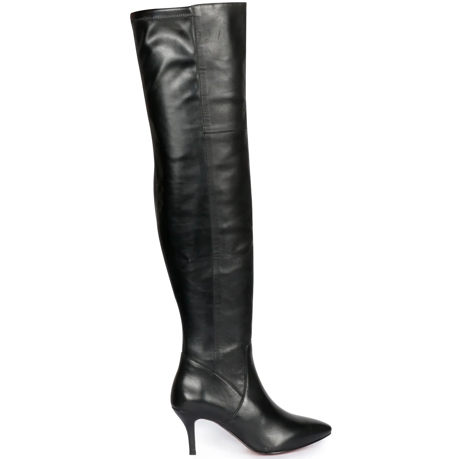 Saint Brigitte Black Stretch Napa Thigh High Boots