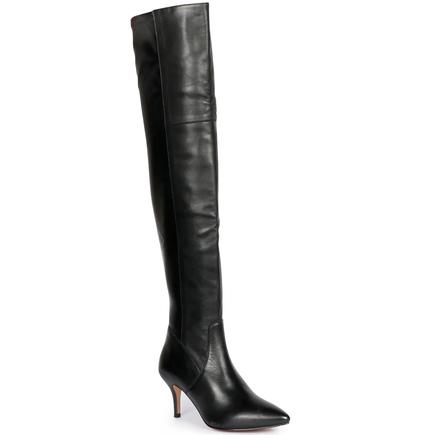 Saint Brigitte Black Stretch Napa Thigh High Boots