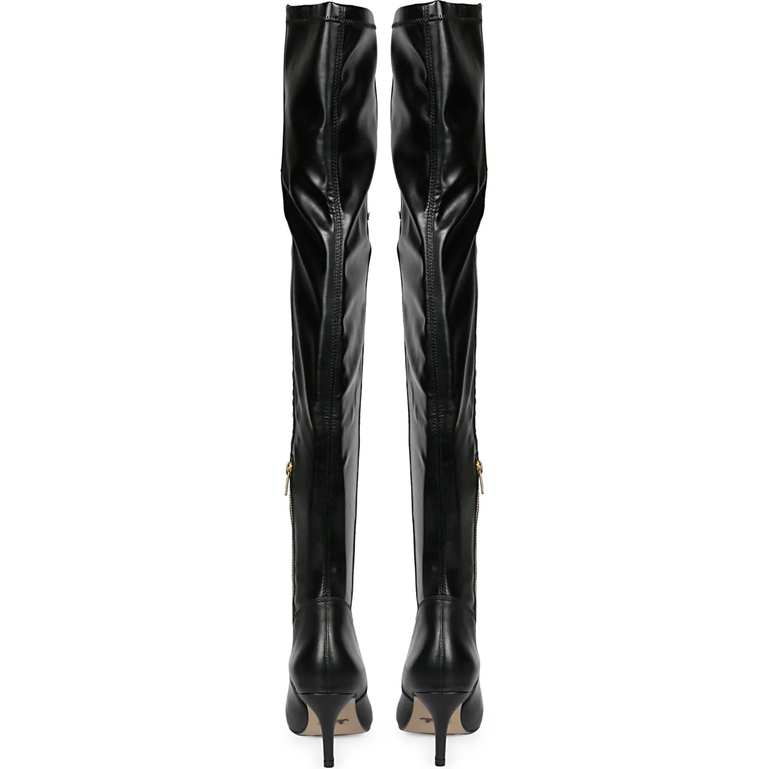 Saint Brigitte Black Stretch Napa Thigh High Boots