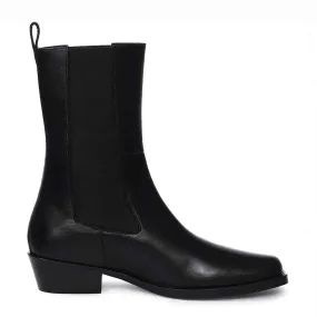 Saint Cassie Black Leather High Ankle  Boots