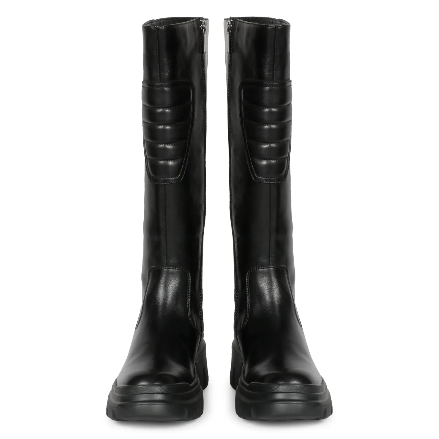 Saint Elose Black Leather Lug Sole Long Boots