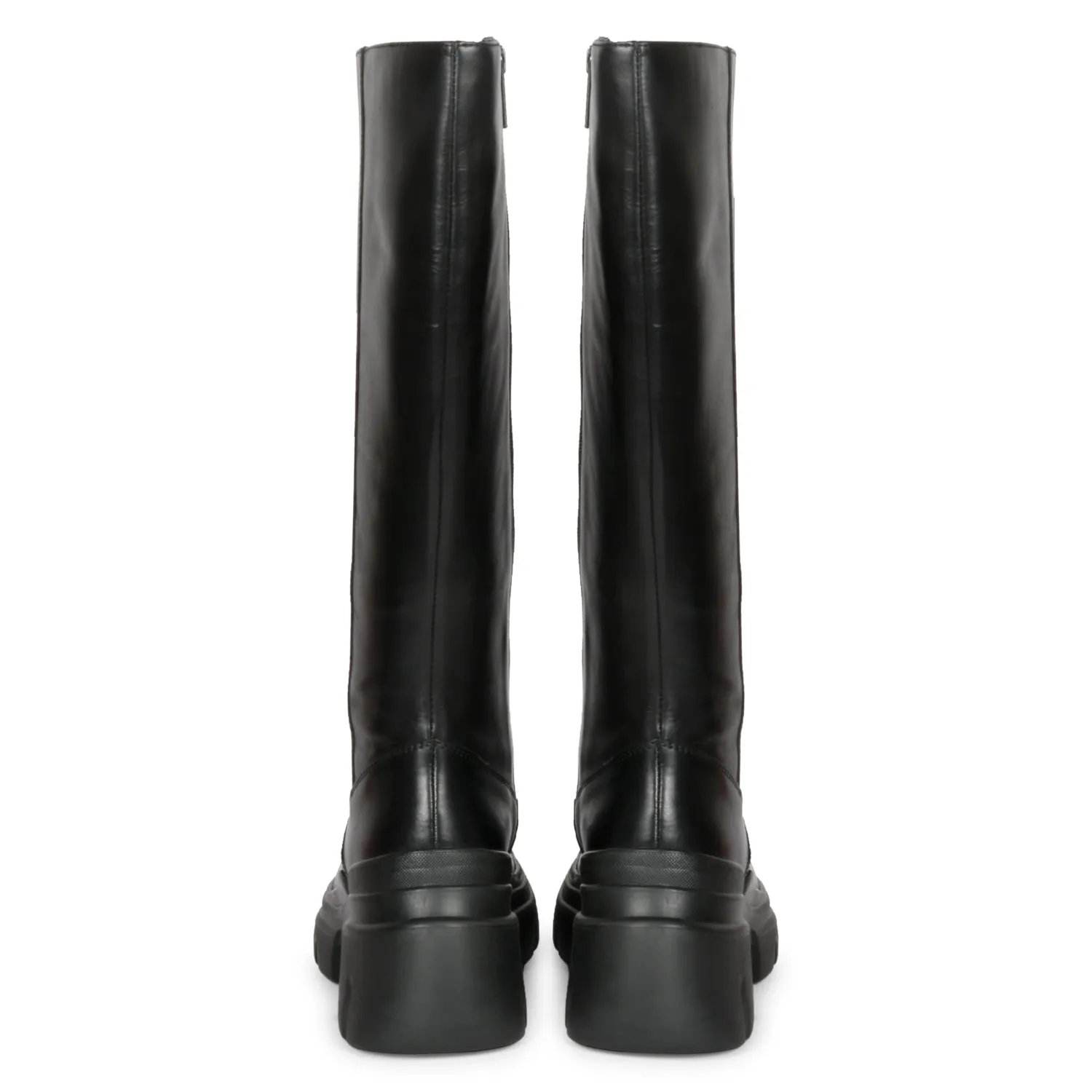 Saint Elose Black Leather Lug Sole Long Boots