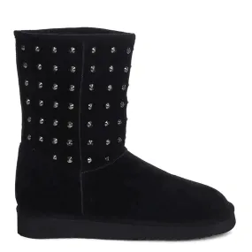 Saint Estrella Metal Studded Black Suede Snug Boots