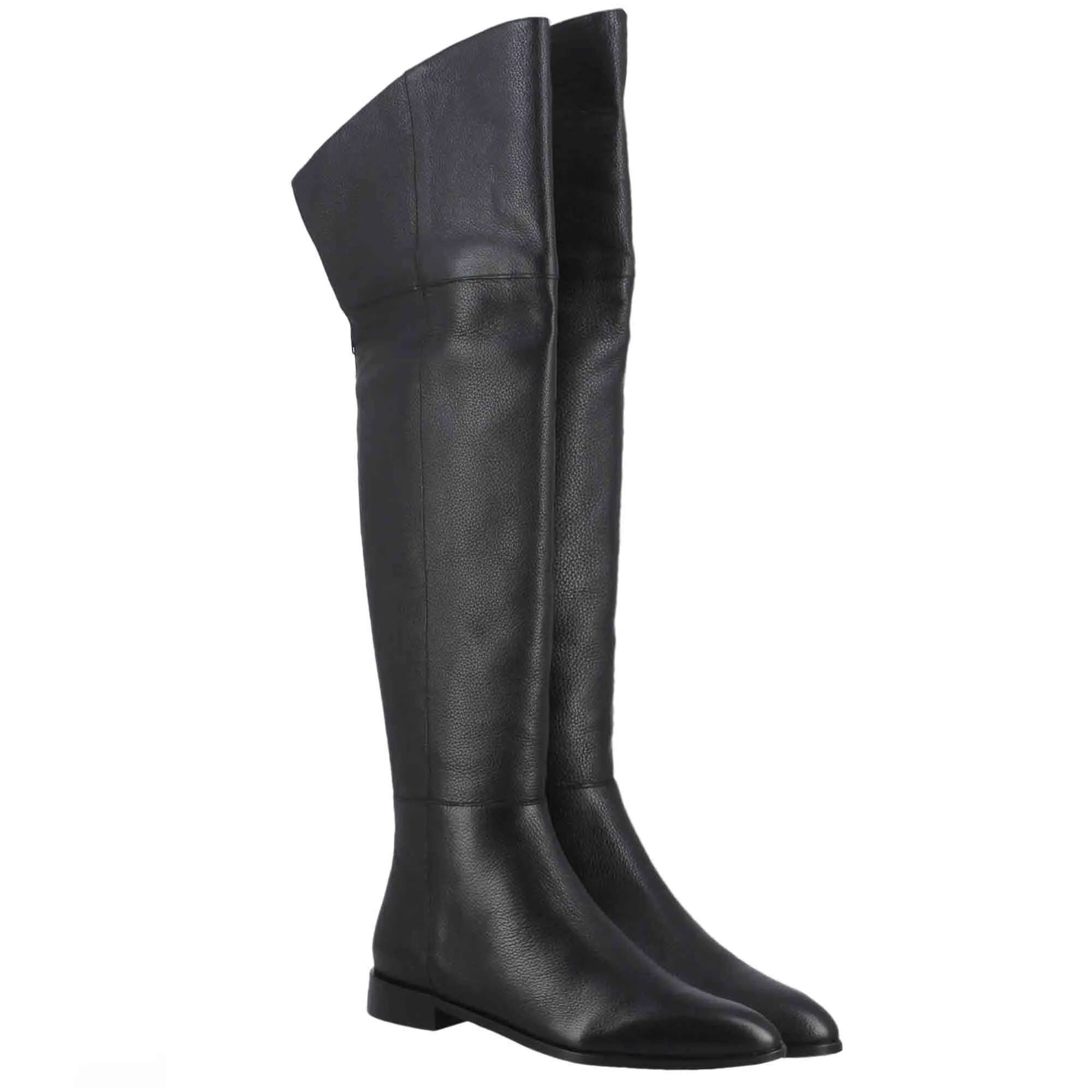 Saint Grace Black Leather Above The Knee Boots