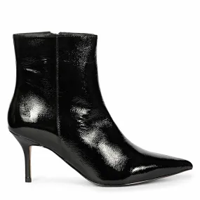 Saint Harriet Black Crackle Patent Leather Kitten Heel Ankle Boots