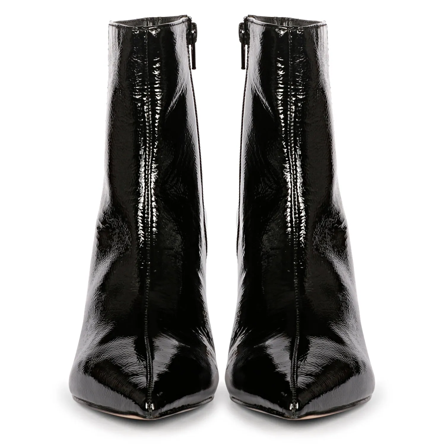 Saint Harriet Black Crackle Patent Leather Kitten Heel Ankle Boots