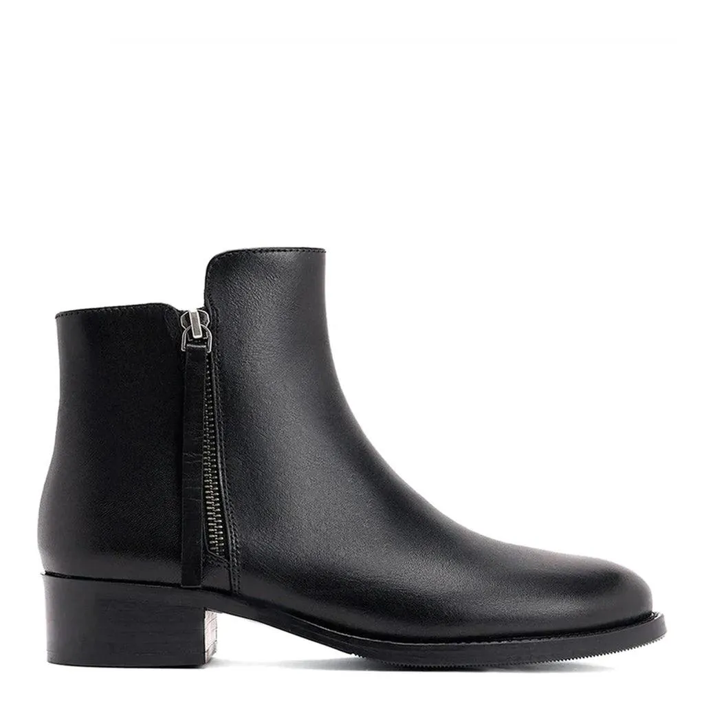 Saint Imelda Black Leather Handcrafted Side Zippers Ankle Boots