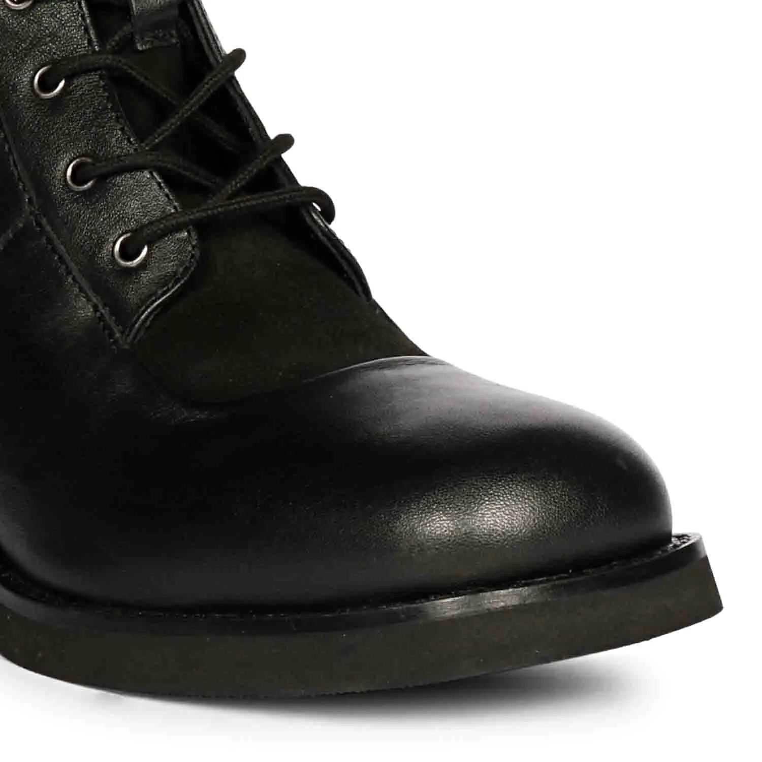 Saint Kayla Black Leather Lace Up High Ankle Boots