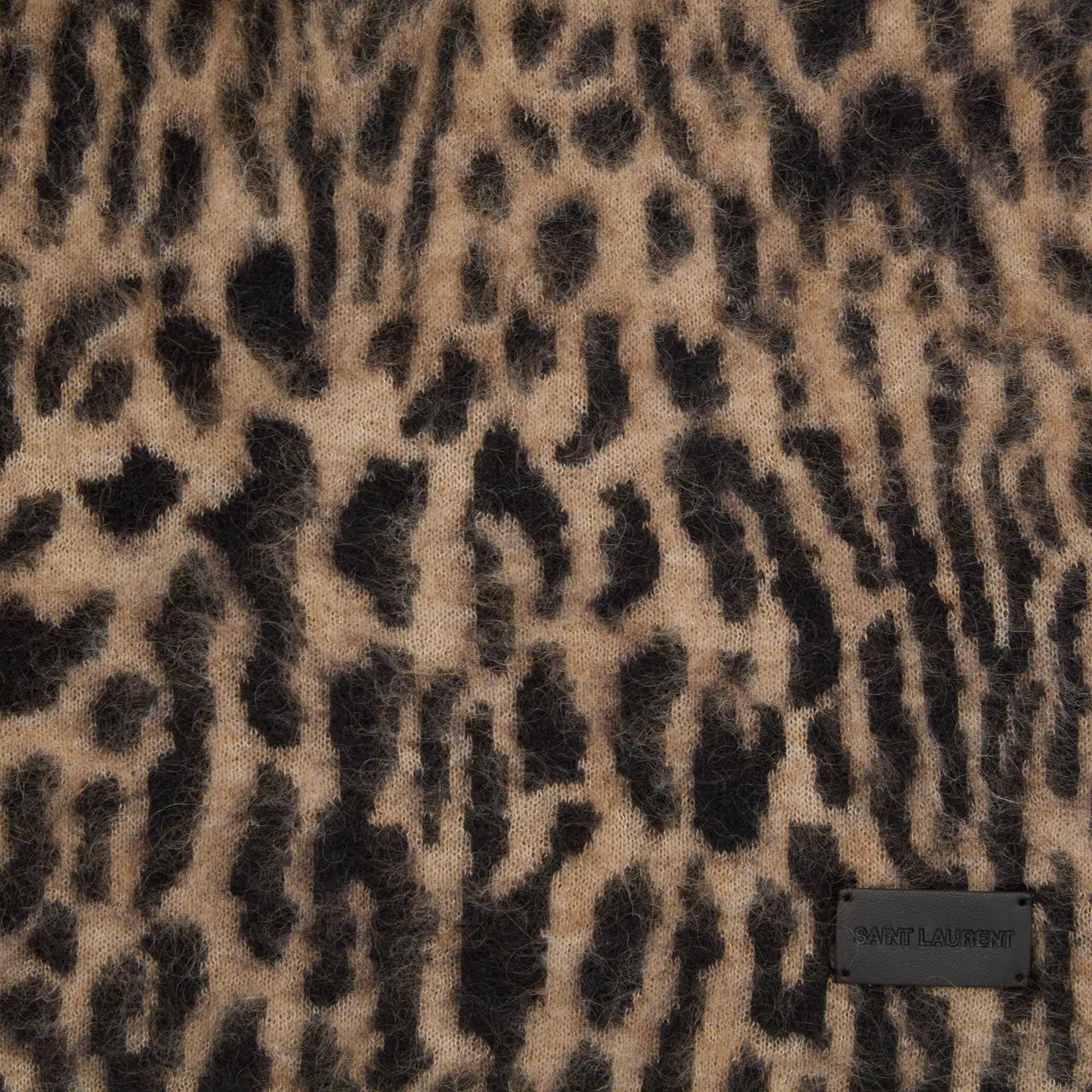 SAINT LAURENT Leopard Logo Scarf - Black