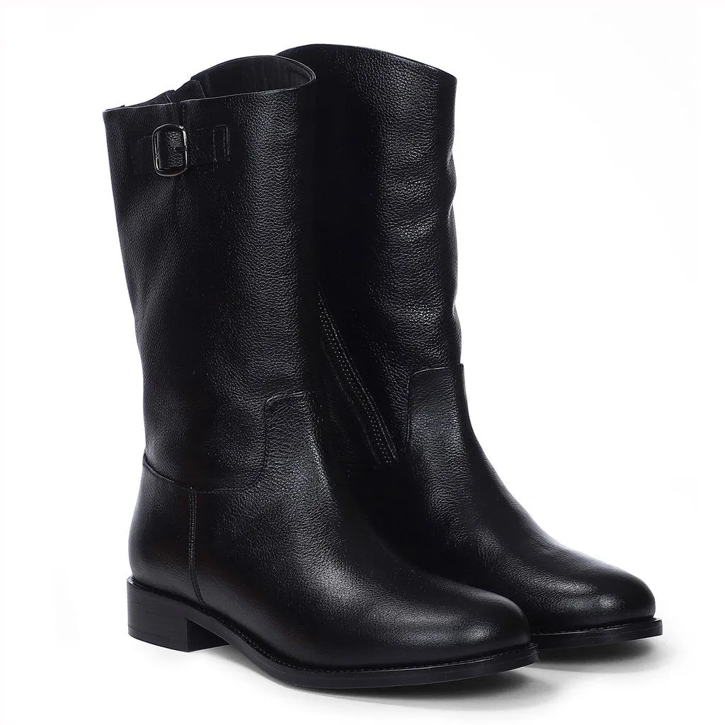 Saint Martina Black Leather High Ankle Boots