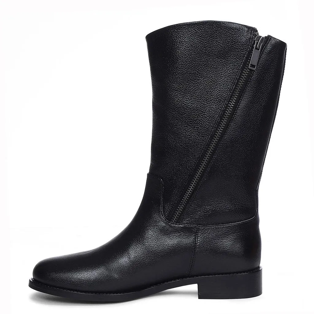 Saint Martina Black Leather High Ankle Boots