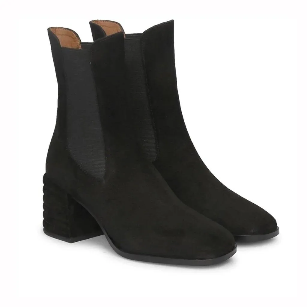 Saint Rachel Black Leather High Ankle Boots