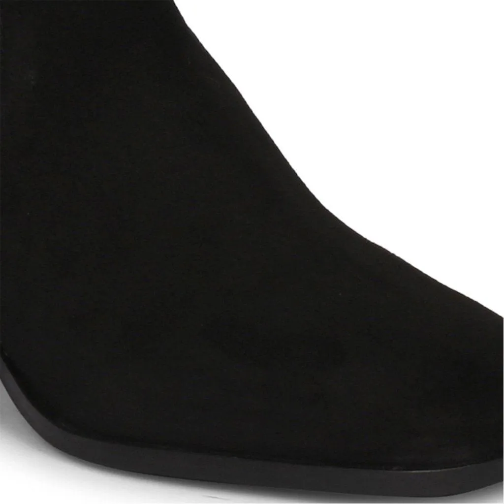 Saint Rachel Black Leather High Ankle Boots