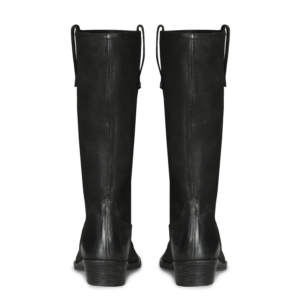 Saint Valery Black Leather cowboy Calf Boots