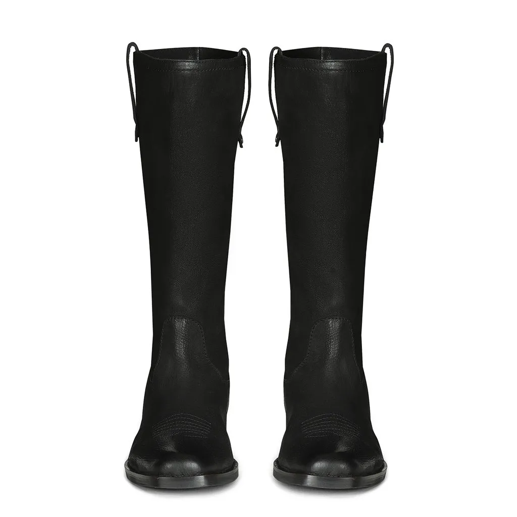 Saint Valery Black Leather cowboy Calf Boots