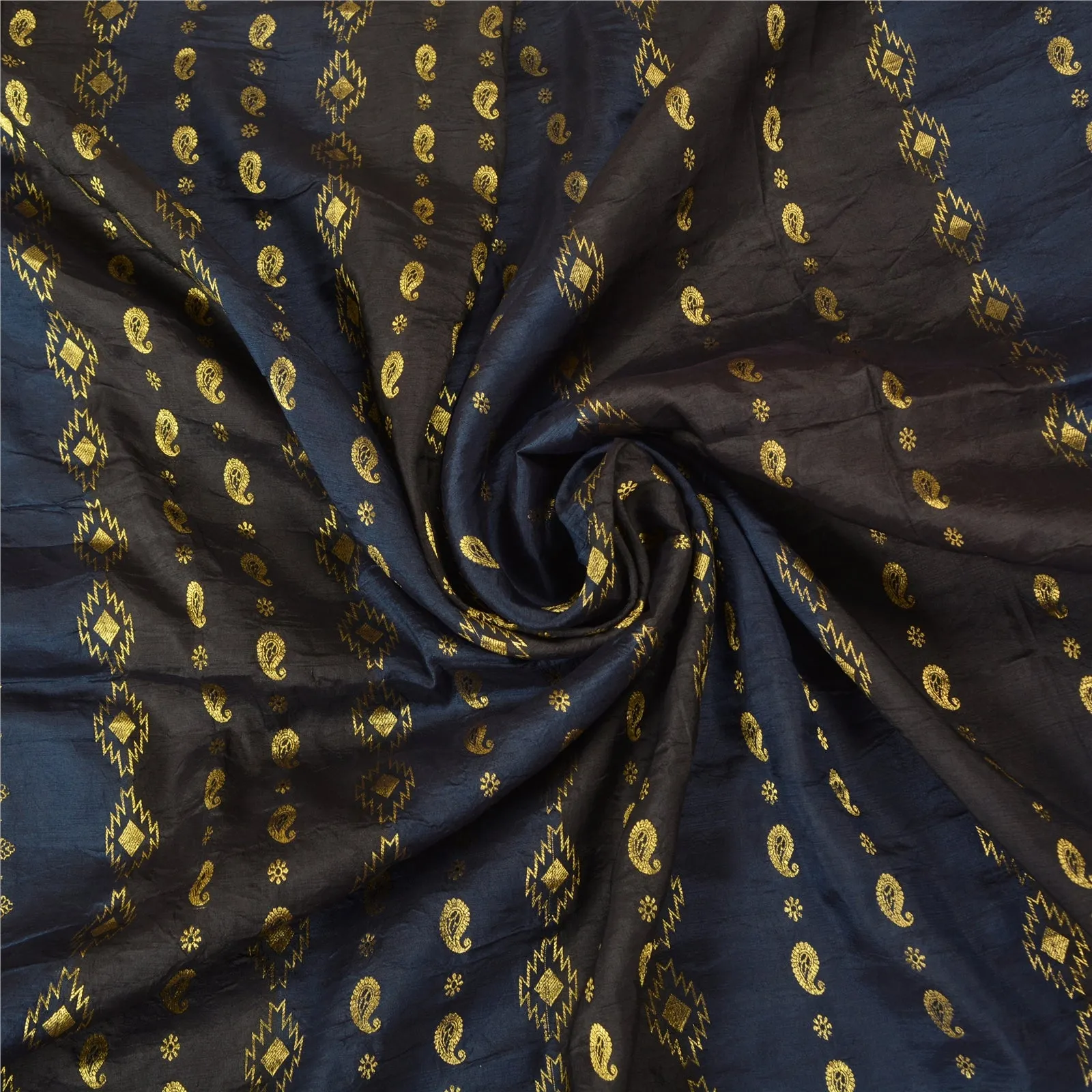 Sanskriti Vintage Blue/Brown Sarees Pure Silk Woven Brocade/Banarasi Sari Fabric