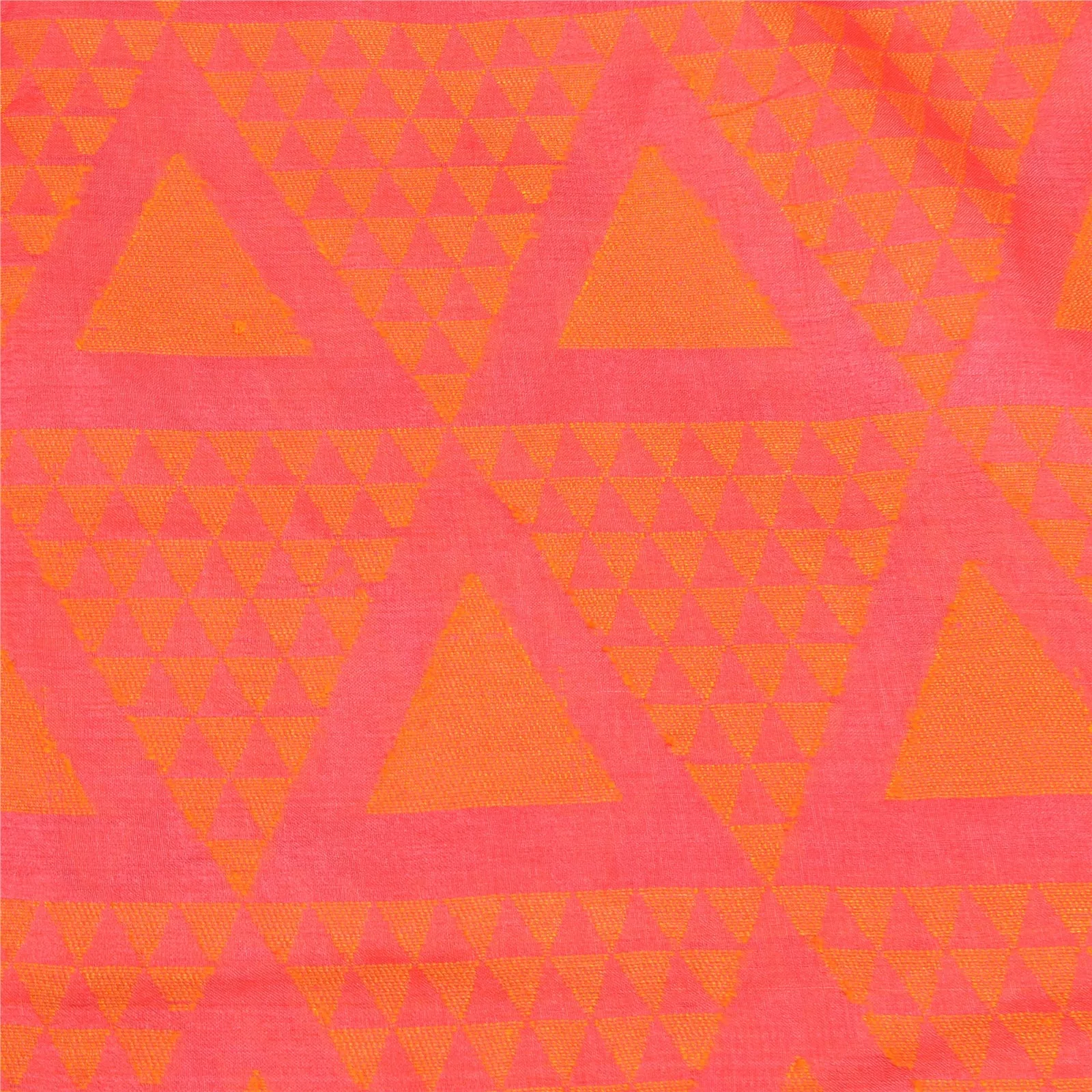 Sanskriti Vintage Peach Indian Sarees 100% Pure Silk Woven Sari Craft Fabric