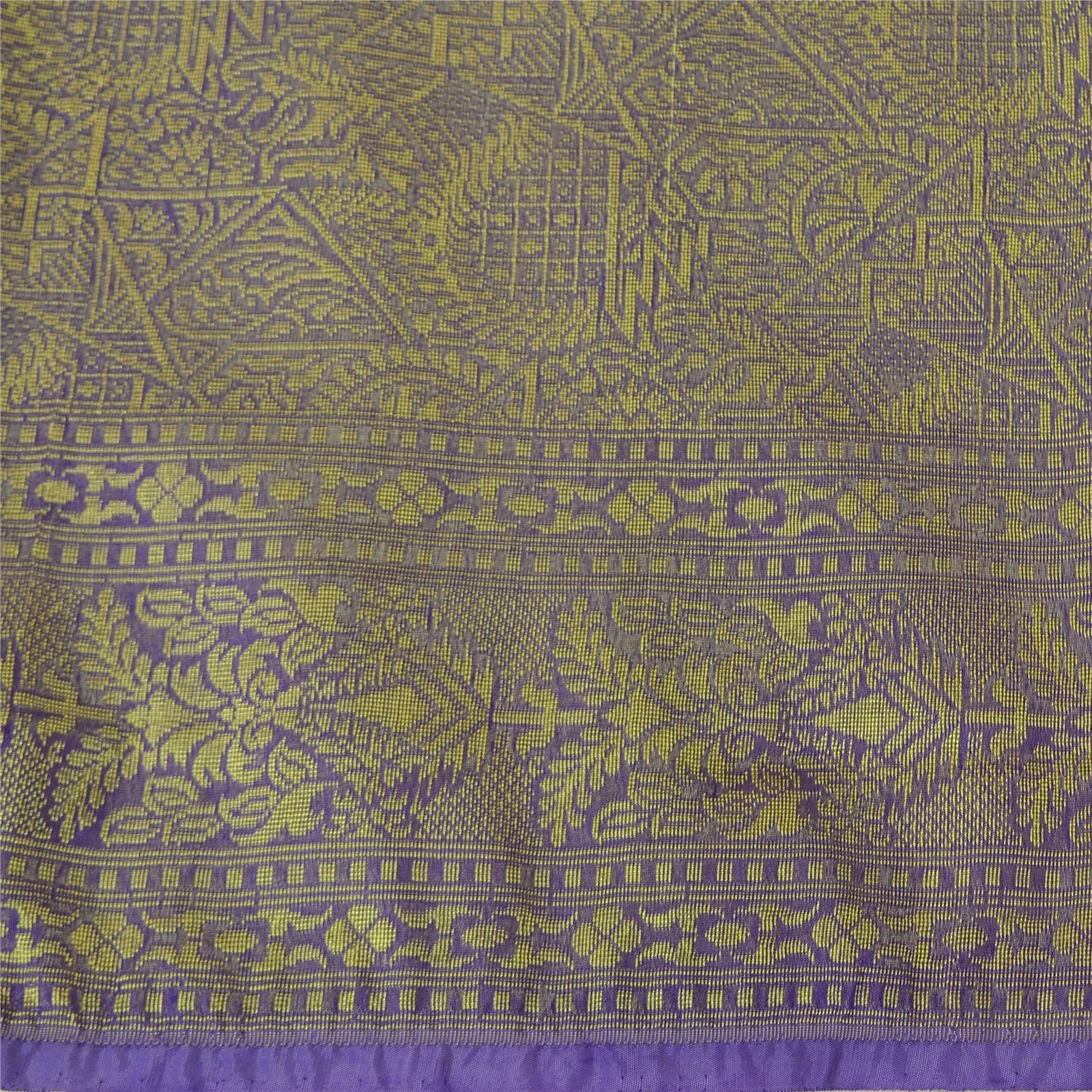 Sanskriti Vintage Purple Sarees 100% Pure Silk Woven Premium Sari Craft Fabric