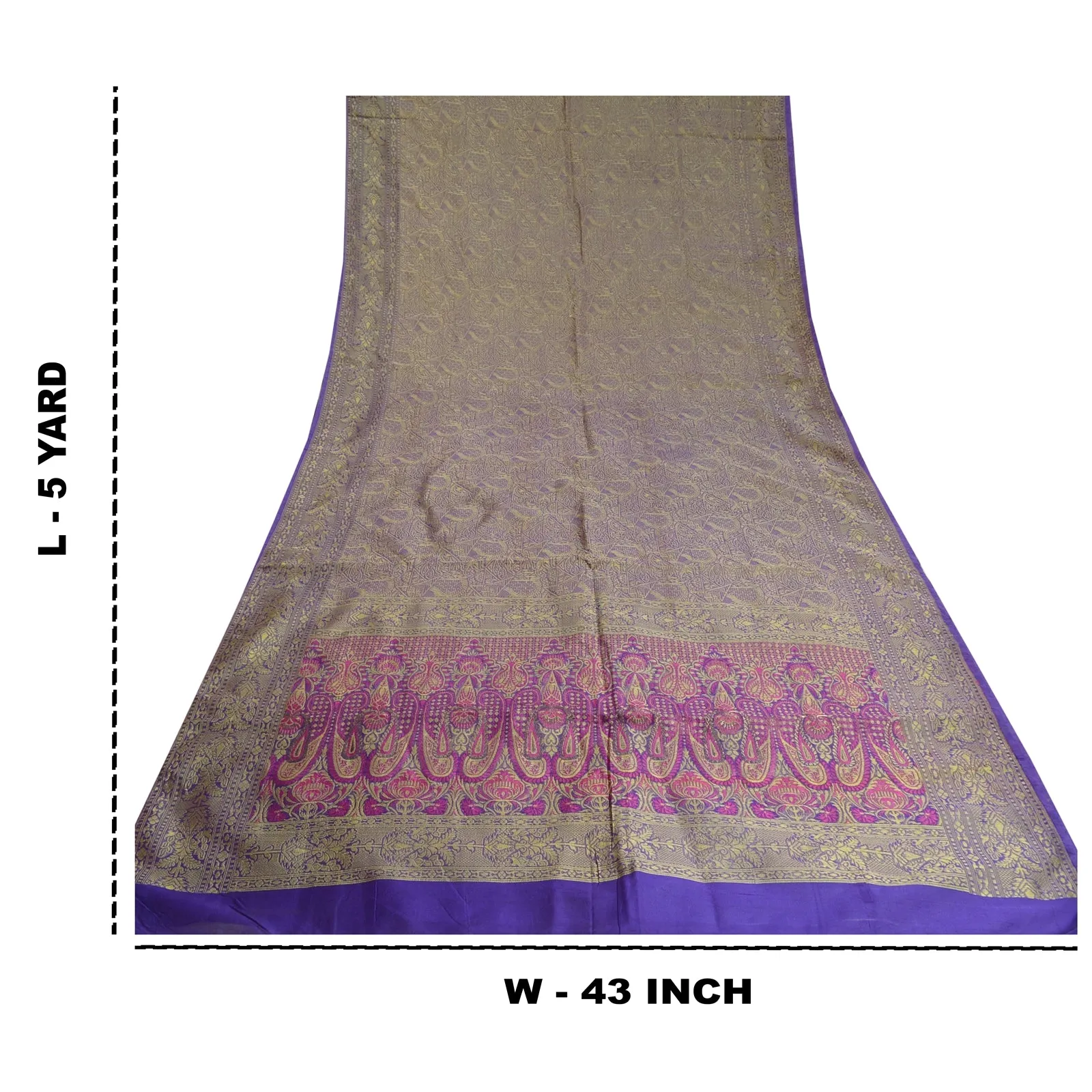 Sanskriti Vintage Purple Sarees 100% Pure Silk Woven Premium Sari Craft Fabric