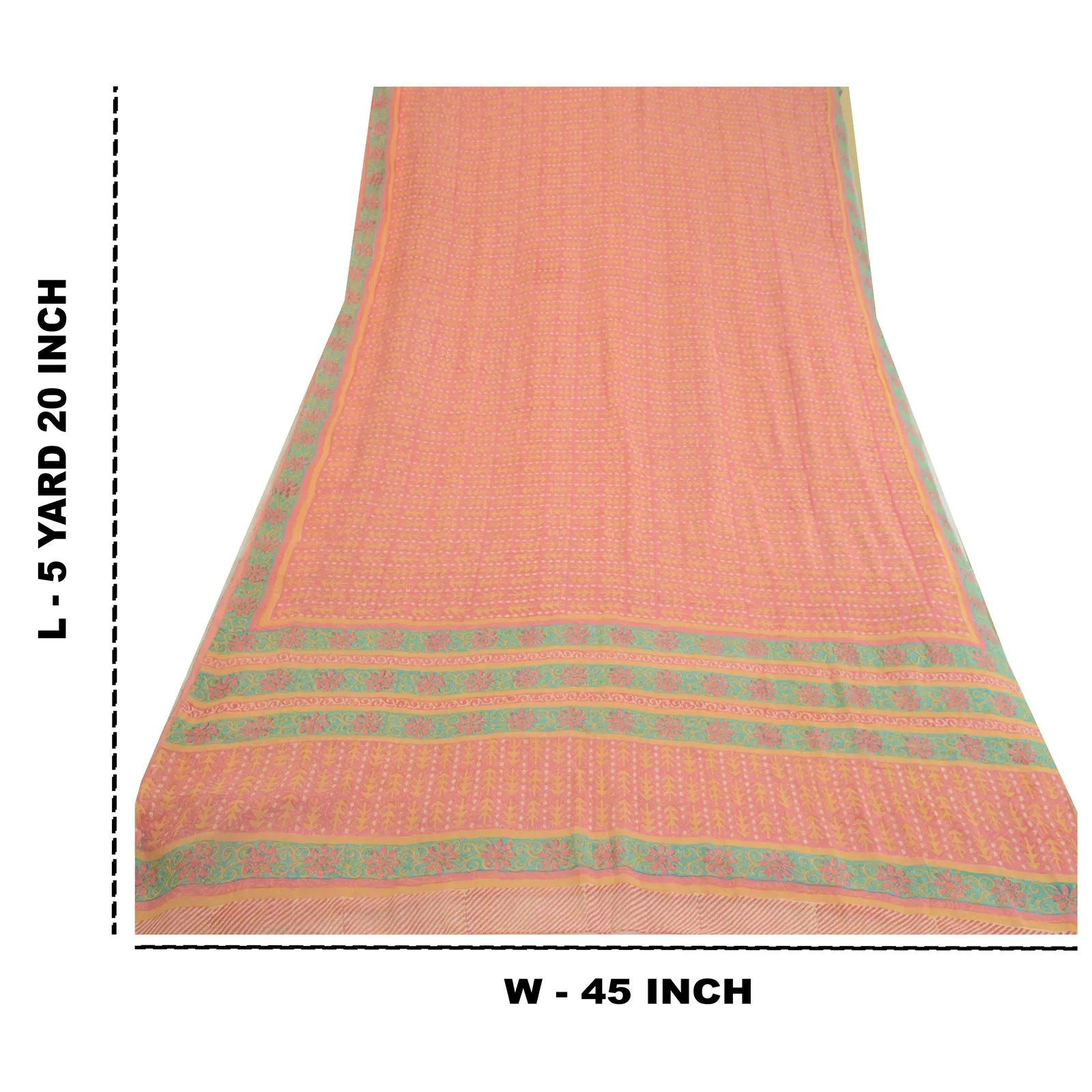 Sanskriti Vintage Sarees Pink Pure Georgette Silk Printed Sari 5yd Craft Fabric