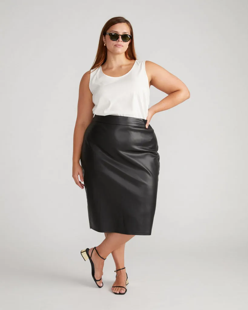 Silaro Faux Leather Skirt - Black