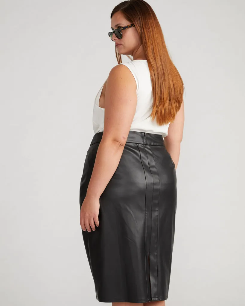 Silaro Faux Leather Skirt - Black