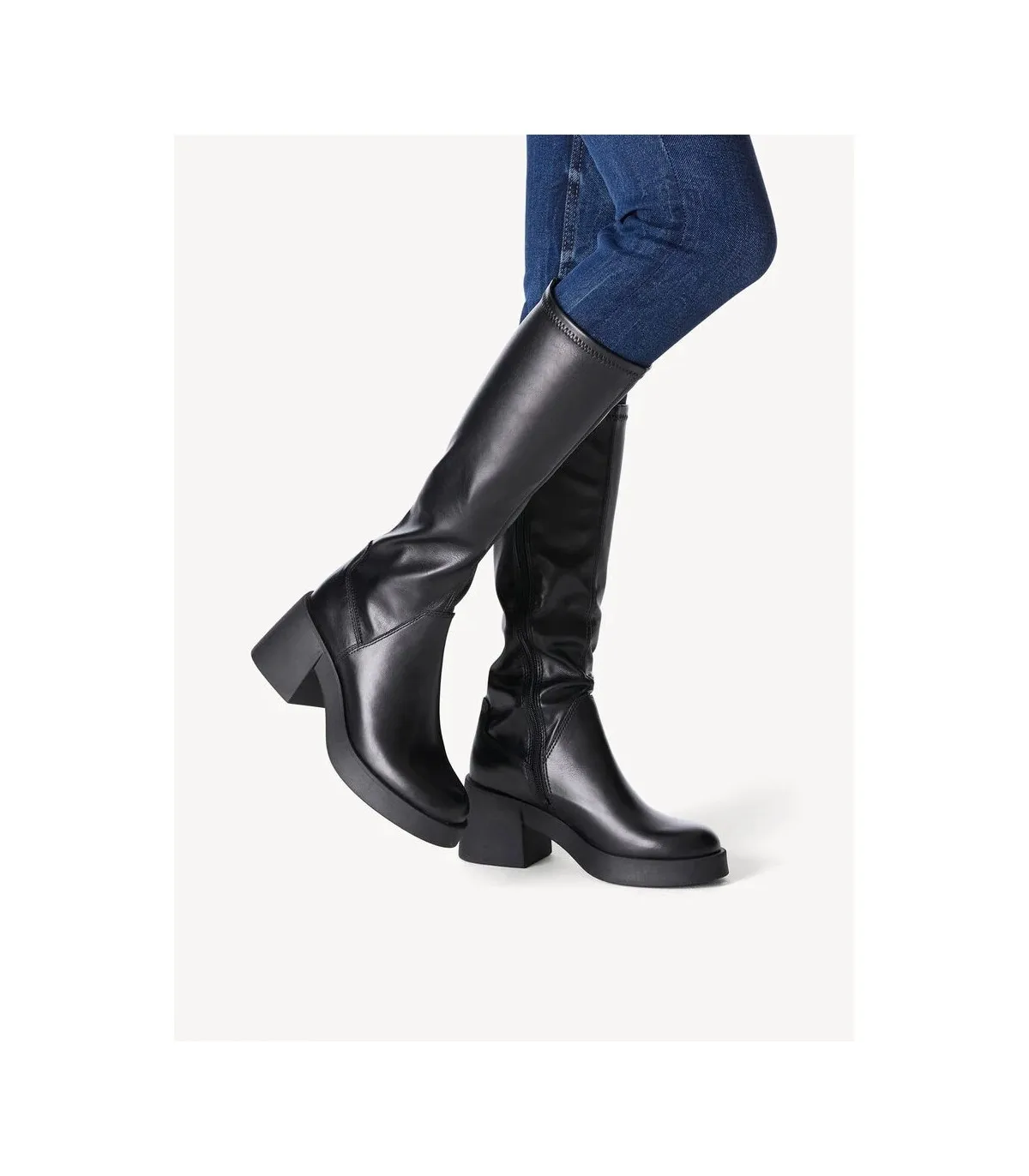 Tamaris Leather Boots Black Stretch 25616