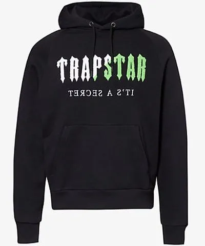 Trapstar Mens Black Decoded chenille-logo cotton-blend jersey hoody