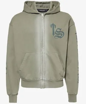 Trapstar Mens Khaki Script brand-print cotton-jersey hoody