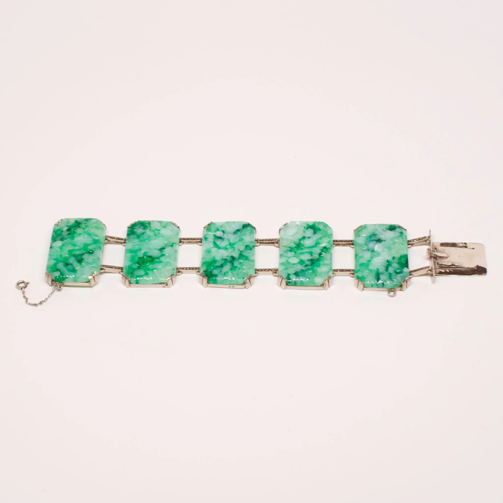 Unsigned Faux Jade Bracelet