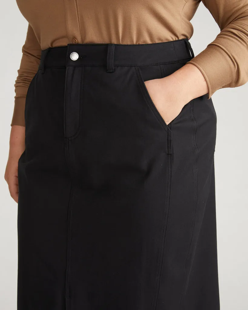 Veranda Stretch Cotton Twill Skirt - Black