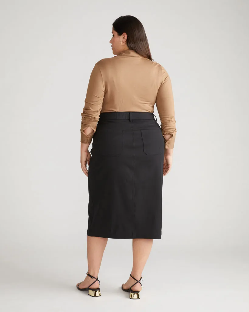 Veranda Stretch Cotton Twill Skirt - Black