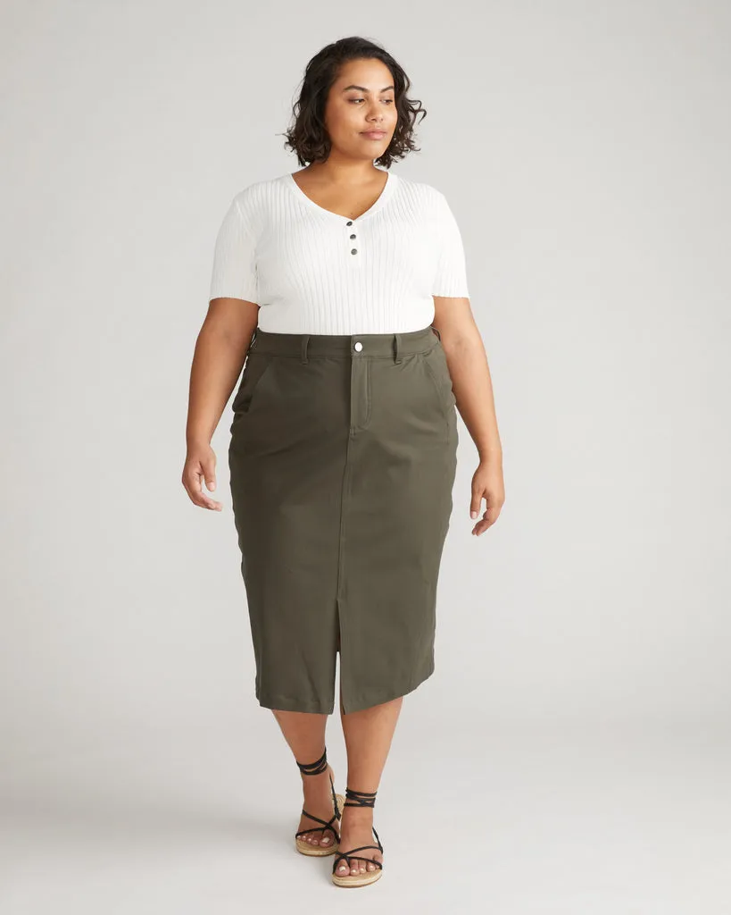 Veranda Stretch Cotton Twill Skirt - Nori