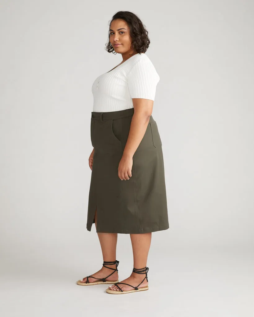 Veranda Stretch Cotton Twill Skirt - Nori