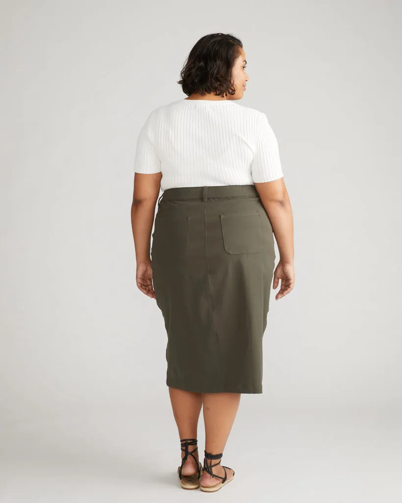 Veranda Stretch Cotton Twill Skirt - Nori