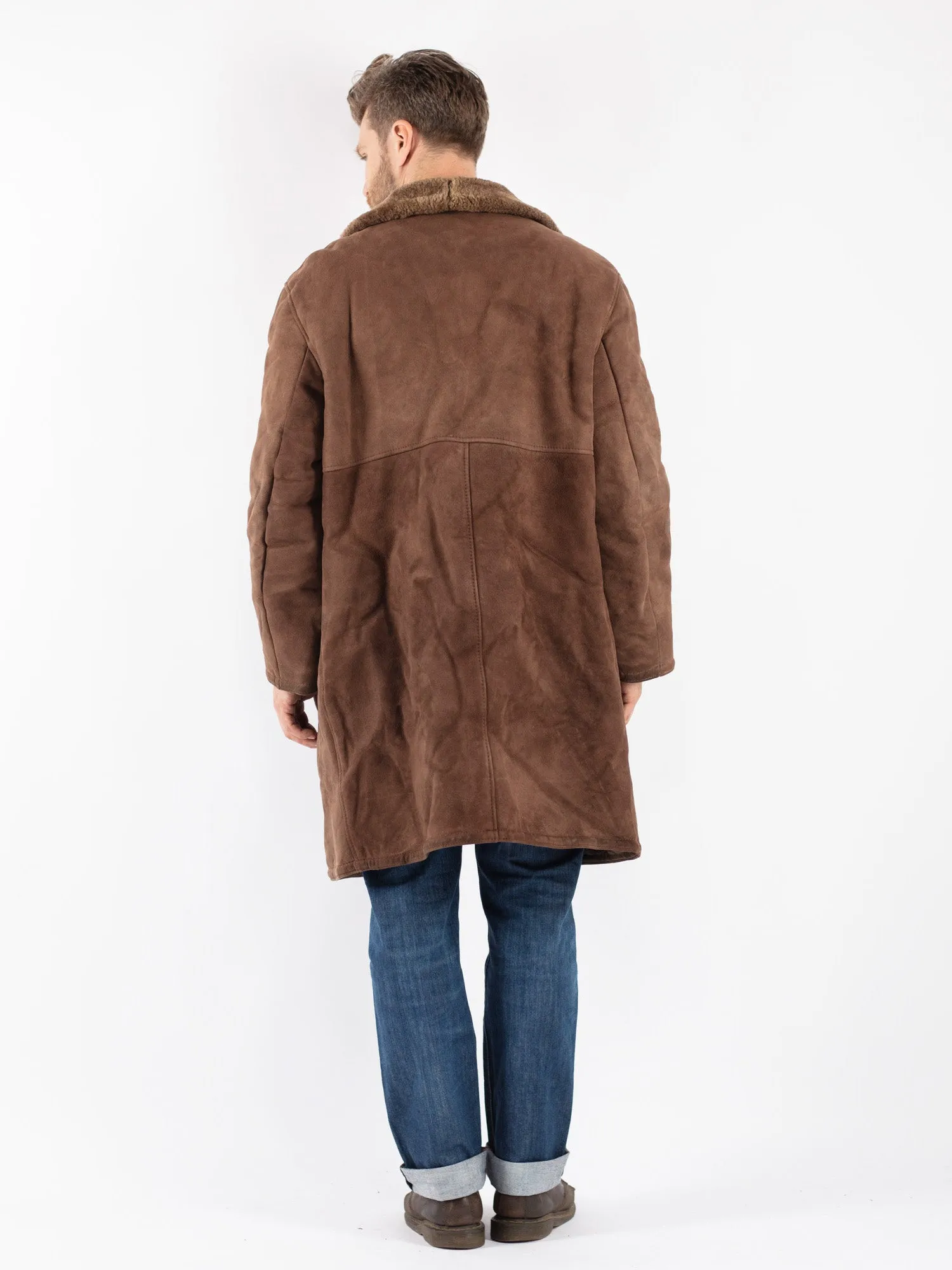 Vintage 70's Men Sheepskin Coat in Brown