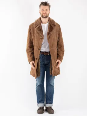 Vintage 70's Men Suede Sherpa Coat in Beige